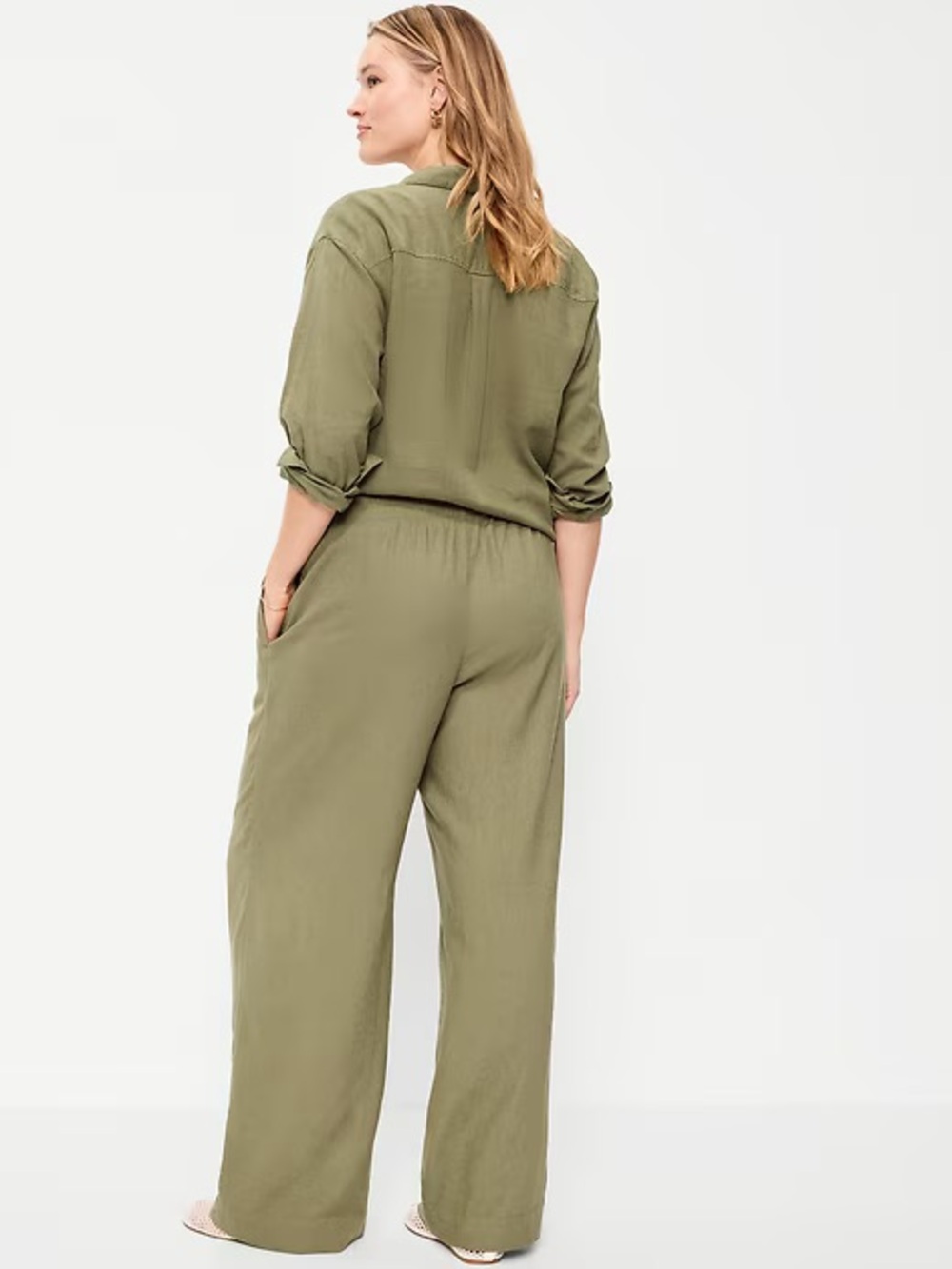 Old Navy High-Waisted Linen-Blend Wide-Leg Pants NWOT Large Tall - Picture 2 of 10